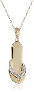 10k Yellow Gold Diamond Flip Flop Pendant (.025 cttw, I-J Color, I3 Clarity), 18