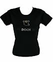 BOO WITH GHOST Halloween Short Sleeve Adult Shirt in Black