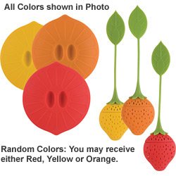 Trudeau Silicone Tea Infuser & Cup Lid Set (Random Colors, Sold Individually)