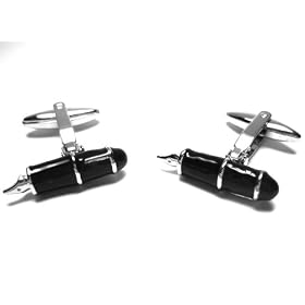 Black Enamel Fountain Pen Cufflinks w Gift Box
