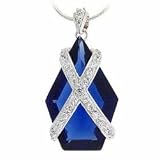Sterling Silver Simulated Diamond CZ X and Blue Cubic Zirconia Pendant