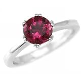 1.35ct AAA Rich Pink Tourmaline Engagement Ring 14k White Gold 6-Prong Setting