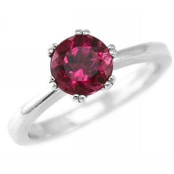 1.35ct AAA Rich Pink Tourmaline Engagement Ring 14k White Gold 6-Prong Setting