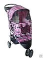 Classic Pink Plaid 3 Wheel Pet Stroller
