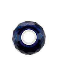 CleverEve Designer Series Sterling Silver Kera Sapphire-Colored Faceted Glass Bead 11.00 x 15.50mm