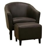 Baxton Studio Padini Bonded Leather Club Chair with Ottoman (Dark Brown)