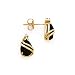 14K Yellow Gold 0.02 ct. Diamond and Teardrop Shaped Onyx Fashion Earrings