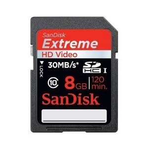 SanDisk Extreme HD Video 8 GB Class 10 SDHC Flash Memory Card SDSDRX3-8192-A21
