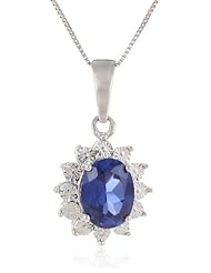 Sterling Silver Created Blue Sapphire and Diamond-Accent Ring and Pendant Necklace Set, 18"