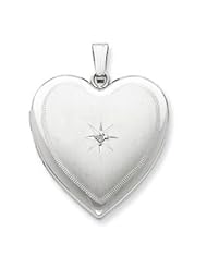 Genuine IceCarats Designer Jewelry Gift Sterling Silver & Diamond 24Mm D/C Heart Locket