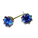 14k Gold Tone Crystal Sapphire Birthstone Stud Earrings for September
