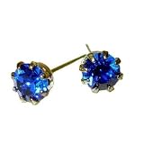 14k Gold Tone Crystal Sapphire Birthstone Stud Earrings for September