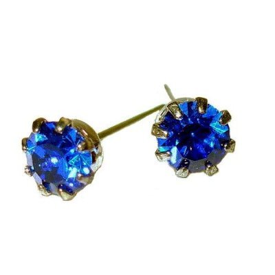 14k Gold Tone Crystal Sapphire Birthstone Stud Earrings for September