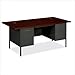 HON Metro Classic Double Pedestal Desk with Overhang, Walnut/Black P3276WP