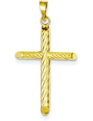 14K Yellow Gold Hollow Cross Pendant Charm Jewelry