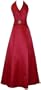 Satin Halter Dress Crystal Pin Prom Holiday Gown Formal Bridesmaid
