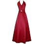 Satin Halter Dress Crystal Pin Prom Holiday Gown Formal Bridesmaid