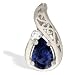 14K White Gold Genuine Pear Sapphire and Diamond Pendant