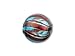 Venetian Blown Glass Round Bead - Aqua and Red Stripes