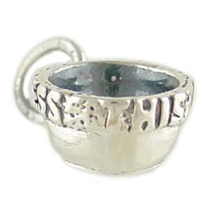 Bless This Food Batter Mixing Bowl Vintage Style 925 Sterling Silver Traditional Charm or Pendant
