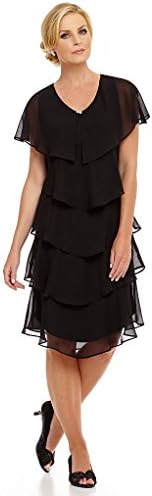 Patra Women's Petite Tiered Georgette Dress Black Size 8P