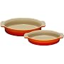 Le Creuset Stoneware Oval Dish Set, Volcanic, 24 cm and 28 cm