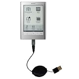 Retractable USB Cable for the Sony PRS-600 Reader Touch Edition with Power Hot Sync and Charge capabilities - uses Gomadic TipExchange Technology