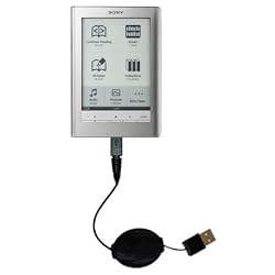 Retractable USB Cable for the Sony PRS-600 Reader Touch Edition with Power Hot Sync and Charge capabilities - uses Gomadic TipExchange Technology
