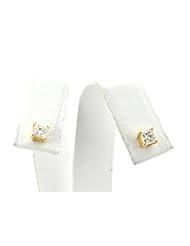 14K Yellow Gold Princess Cut Diamond Studs