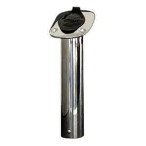 AFI 40018 Flush Mount Open End Fishing Rod Holder (Stamped Stainless Steel, 60-Degree Tube)