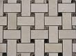 4x4 Sample of Crema Marfil Marble Basketweave Dark Emperador Dot