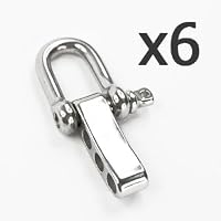 KLOUD ® 6 pc Silver stainless steel U shaped adjustable shackle with 4 holes for paracord bracelets plus KLOUD cleaning cloth from KLOUD