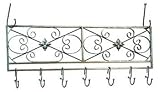 Old Dutch International 36 Inch x 10 Inch  Antique Pewter Flat Pot Rack with 6 Hooks, RM