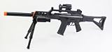 1:1 Full Scale Spring Powered Airsoft Sniper Rifle FPS-240 with Bipod, Flashlight, Flashing Lights, Cock Sight, Laser Aiming Sight, Silencer Airsoft Gun Airsoft Rifle G36 Style