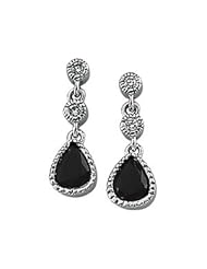 Ann Harrington Jewelry 14k White Gold Genuine Blue Sapphire And .05 Ct Tw Diamond Vintage Earrings