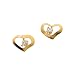 14K Yellow Gold Cubic Zirconia Heart Shaped Children's Earring Studs