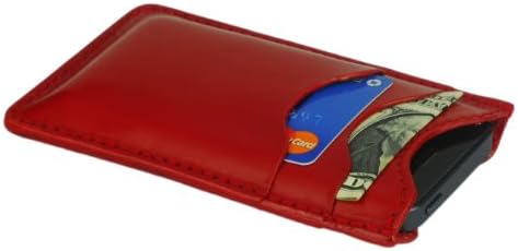 Leather iPhone 5 & 5S Case w/4 Card/Cash Pockets, Red Leather