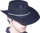 Cowboy Hat (plastic flock, with rope tassel) - Black