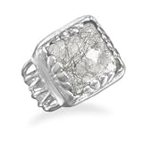 Sterling Silver Square Black Rutilated Quartz Ring