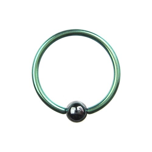 Single Niobium Captive Bead Ring 18g  7 16  Green