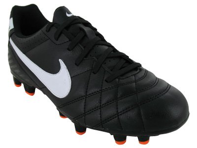 Nike Kids's NIKE JR TIEMPO NATURAL IV FG SOCCER CLEATS 2.5 (BLACK/WHITE/TOTAL ORANGE) Deals