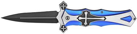 5" Spring Assist Cross Folding Knife - Blue