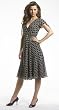 BELTED CHAIN-PRINT V-NECK DRESS