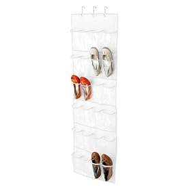 Honey-Can-Do SFT-01242 Over The Door Clear Shoe Organizer Storage Rack, White by 