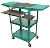 Adjustable Height Drop Leaf AV Cart - Green (Green) (42"H x 24"W x 18"D)