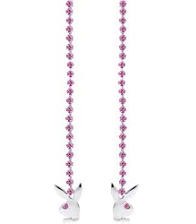 Playboy Bunny LOGO Pink Blue RHINESTONE Long Dangle EARRINGS