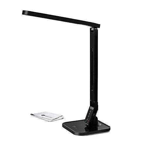 TaoTronics Dimmable Rotatable LED Desk Lamp(Black, 4 Lighting Modes, 5-Level Dimmer, Touch-Sensitive Control Panel, 1-Hour Auto Timer, 5V/2A USB Charging Port)