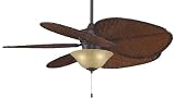 Fanimation MAD3250RS Islander 52" Rust Ceiling Fan with 22" wide oval natural bamboo blades (ISD1A) and light kit (F423RS) with 13" amber glass bowl (G450)
