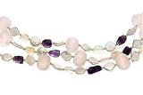 16 Inch Three Starnd Multi Gemstone and Cultured Freshwater Pearl Necklace