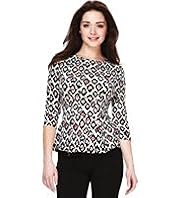 Petite Animal Print Peplum Top